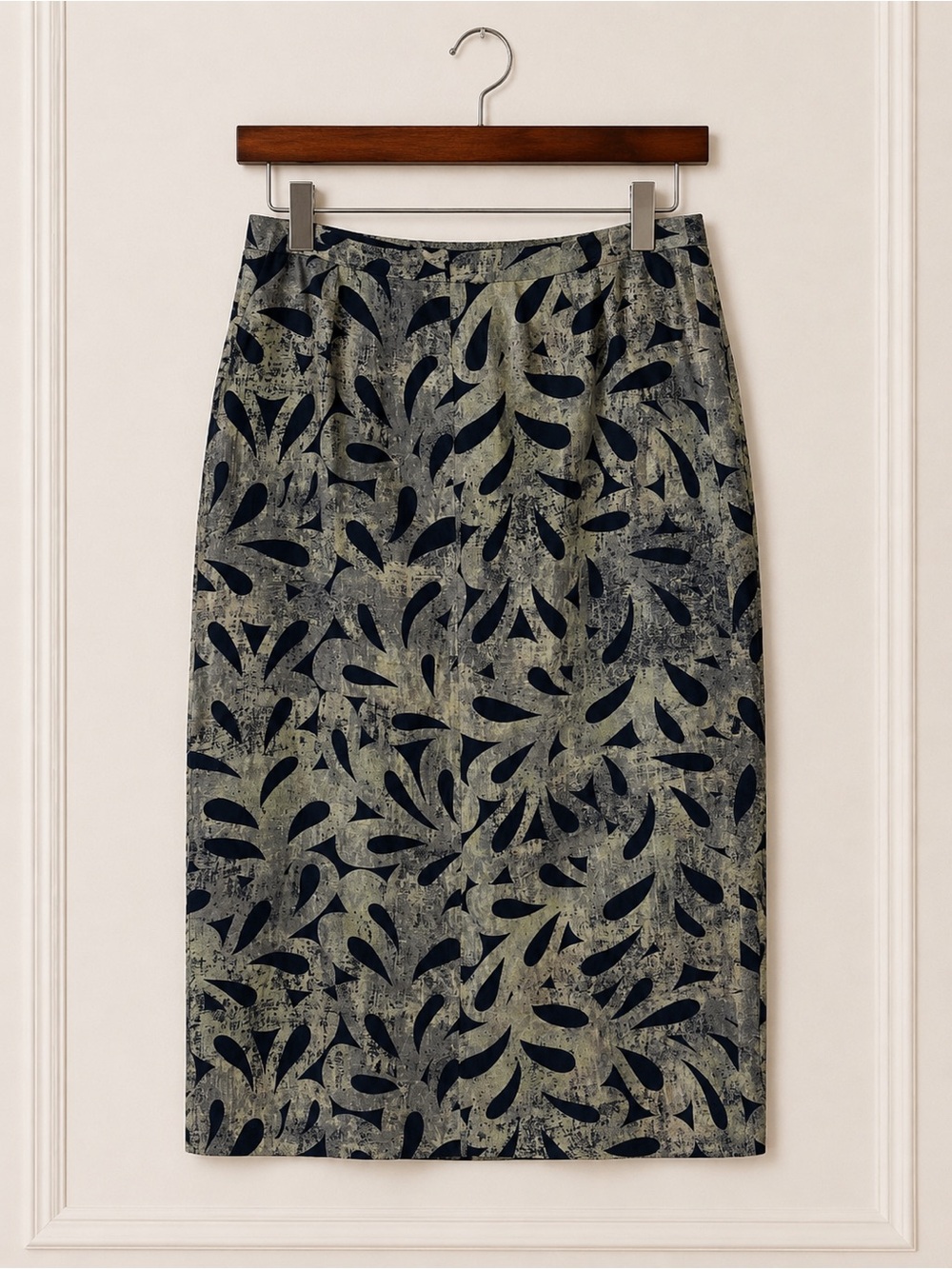 Sigrid Olsen Linen Silk Blend Midi Pencil Skirt Abstract Print Size 12 - Picture 4 of 7